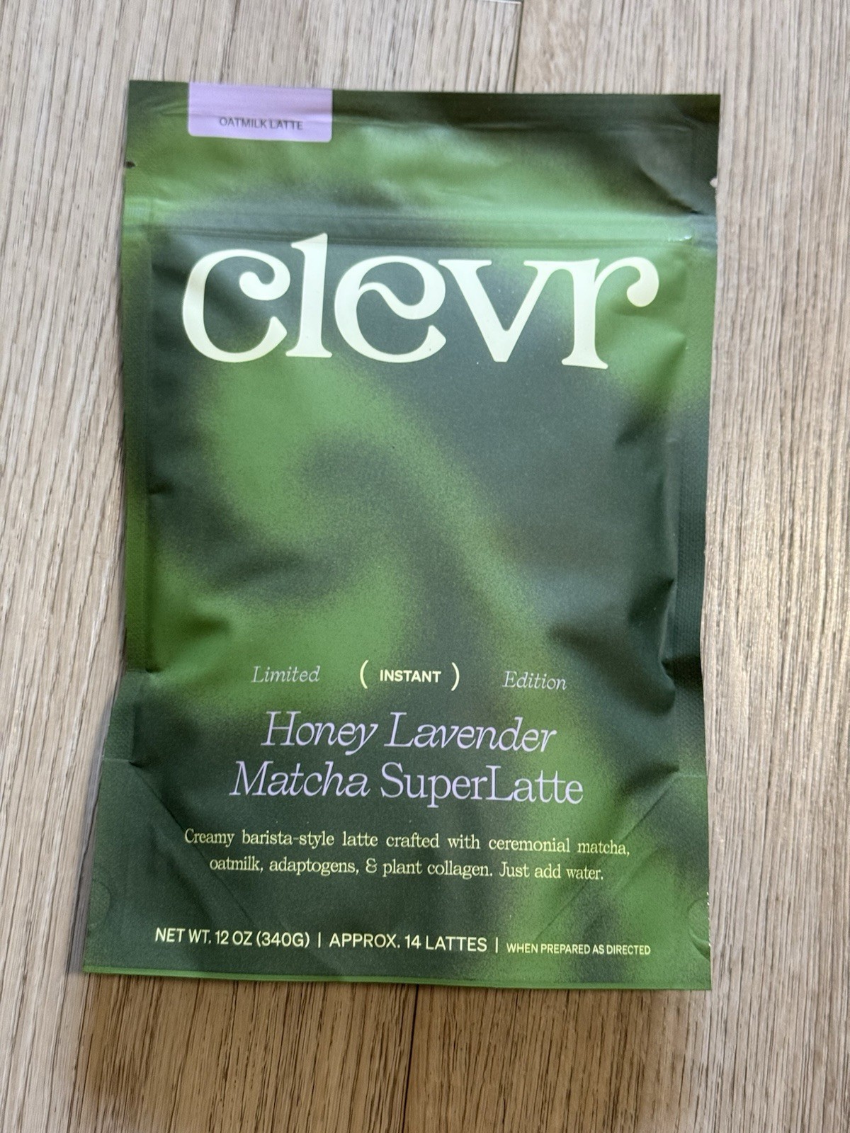 3x Clevr OatMilk Latte Honey Lavender Matcha SuperLatte 12oz Each Bag (3 Pack)