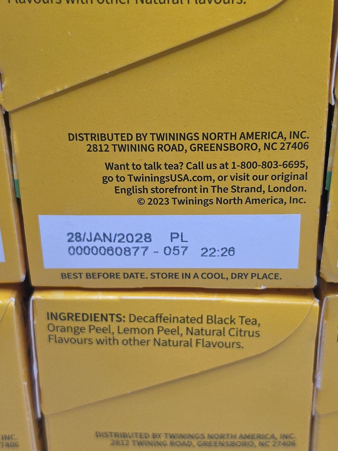 Black Tea Decaffeinated Lady Grey 20 Bags (Case of 6).. Exp 01/2028