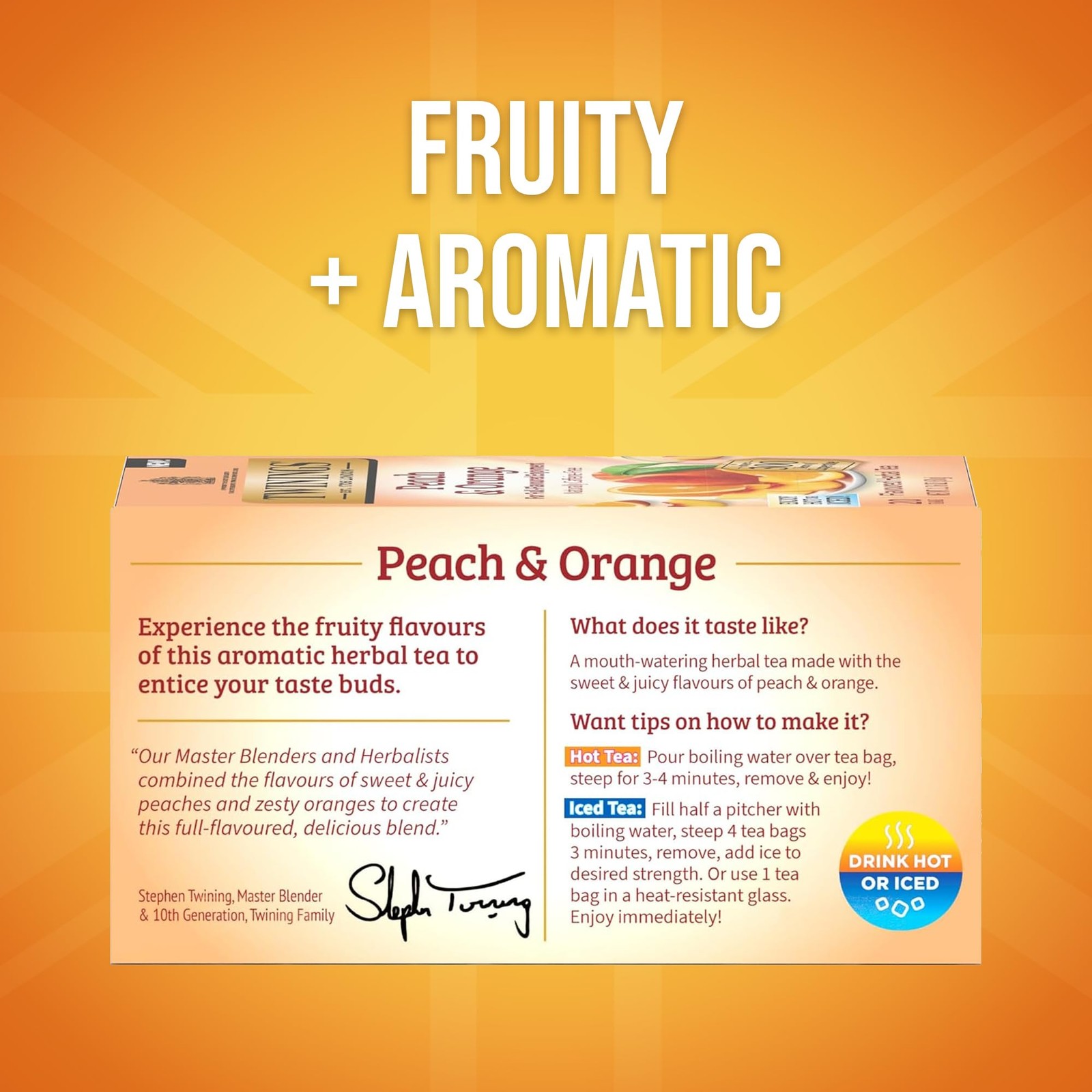Twinings Peach & Orange Herbal Tea 20 Count (Pack of 1), No Color