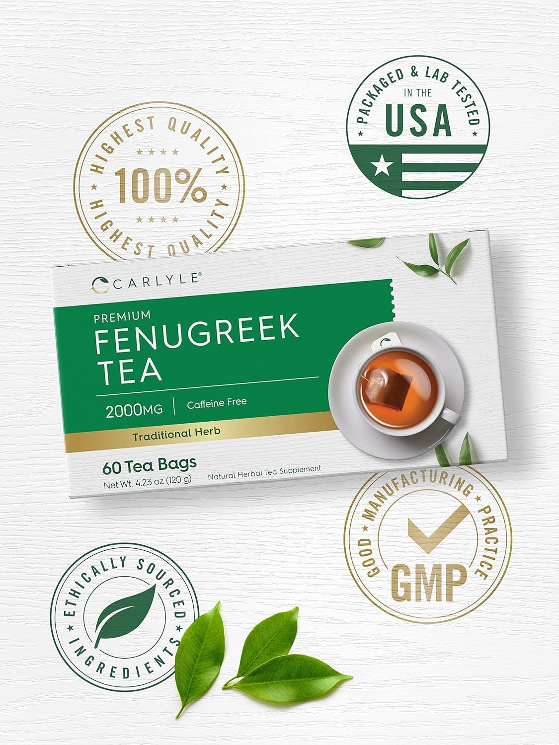 Carlyle Fenugreek Seed Tea | 60 Bags | No Caffeine | Vegetarian, Non-GMO…