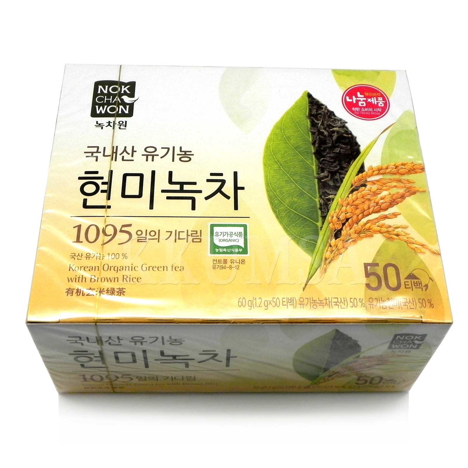 NOKCHAWON Korean Organic Green Tea with Brown rice 150 Tea bags (50 Tea x 3 Box)