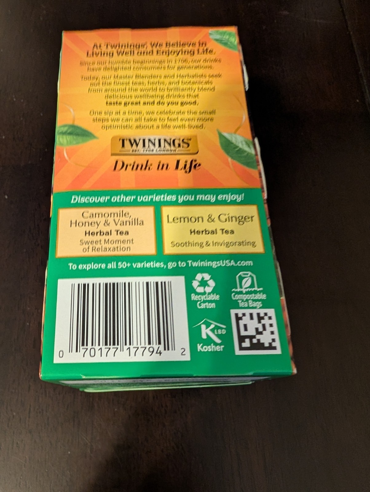 Six Boxes Of Twinings Green Tea Bags. Each Individual Box Has 20 Tea Bags.