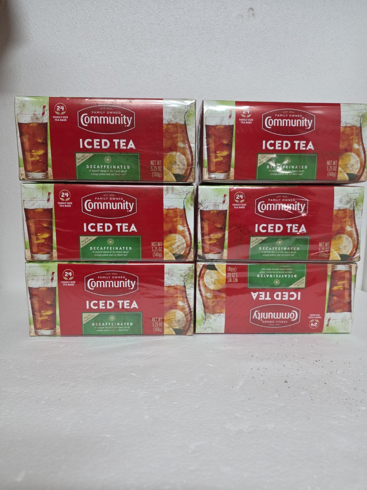 6Pack-Community Coffee Decaf Tea, 24 Iced Tea- (Outer Packaging Damaged) See Pic