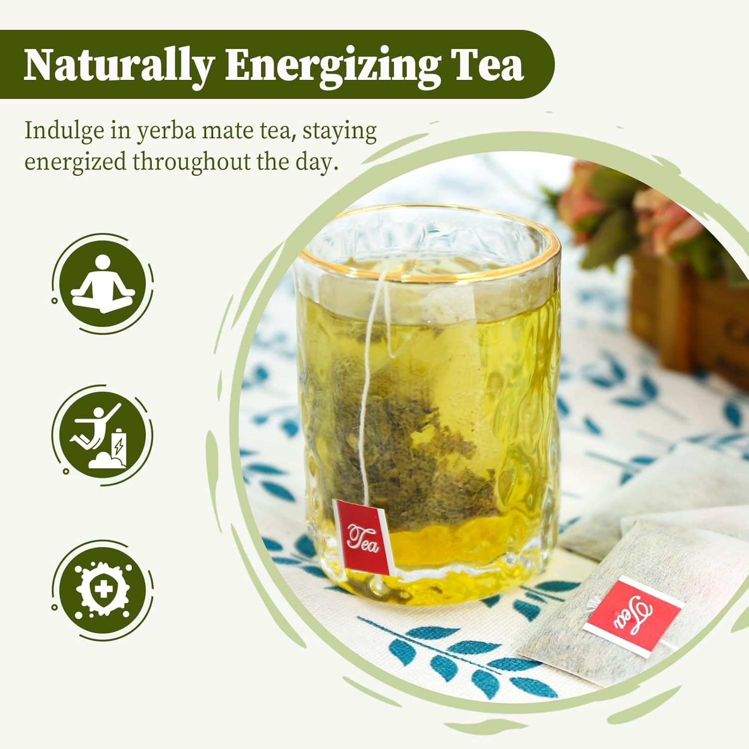 Yerba Mate Tea Bags, 40 Count – Unsmoked & Rich in Antioxidants from Argentina