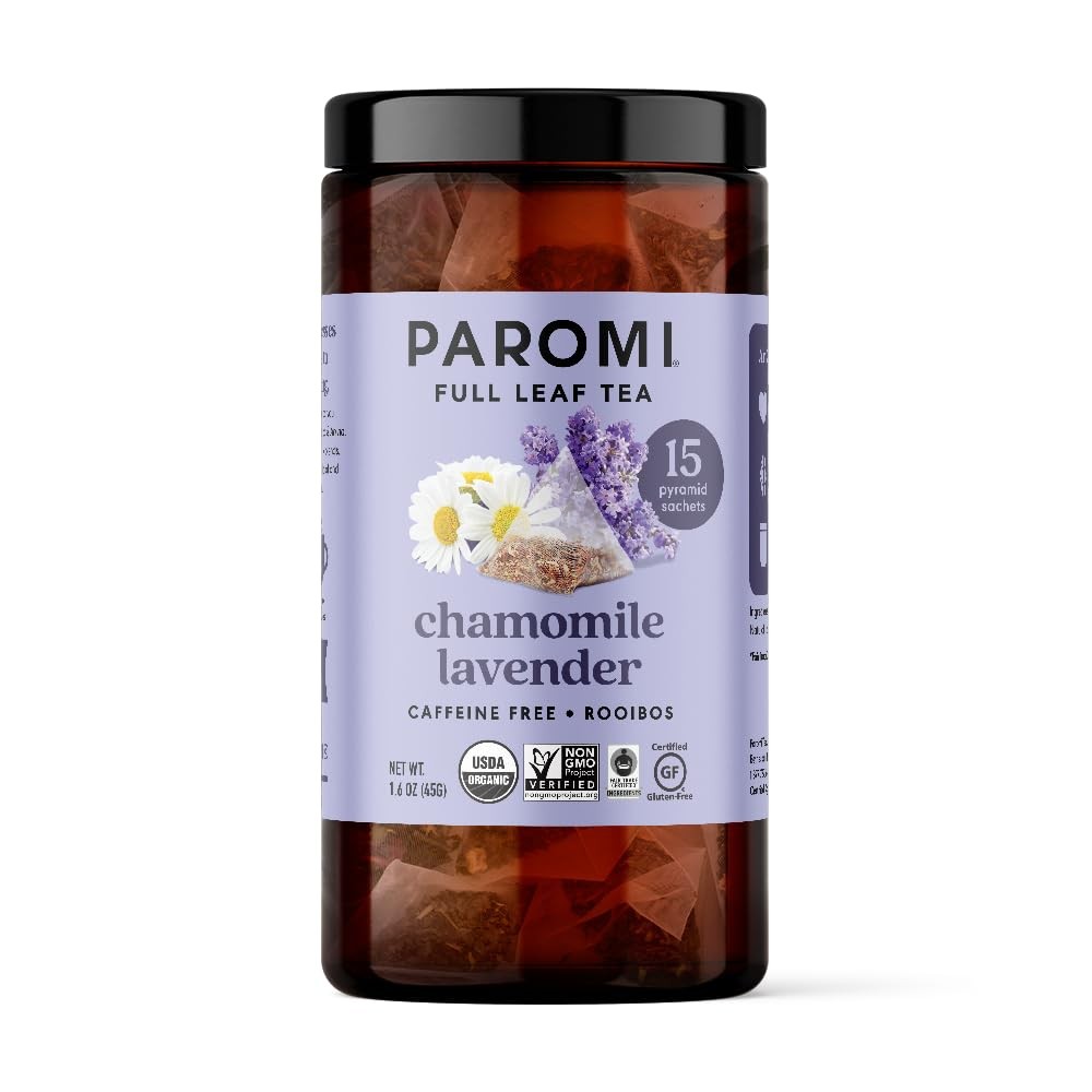 Organic Chamomile Lavender Rooibos Tea 15 Count Glass Jar Herbal Brew