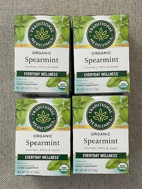 Traditional Medicinals Organic Spearmint Tea Bags *4 PACK***64 Wrapped Tea Bags*