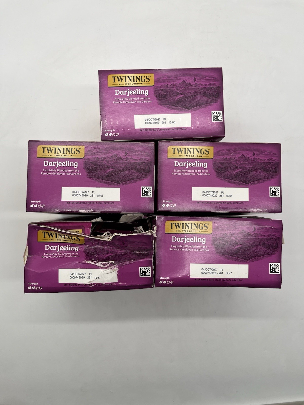 Twinings Darjeeling Tea 250 Bags 5x50ct Box Damage