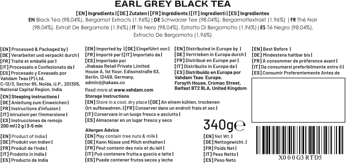 VAHDAM, Earl Grey Tea Loose Leaf 170+ Cups (340g/12oz) Citrusy & Delicious…