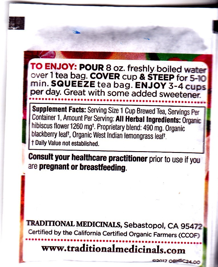 Lot of 16: Traditional Medicinals Org Hibiscus Herbal tea bag, see description
