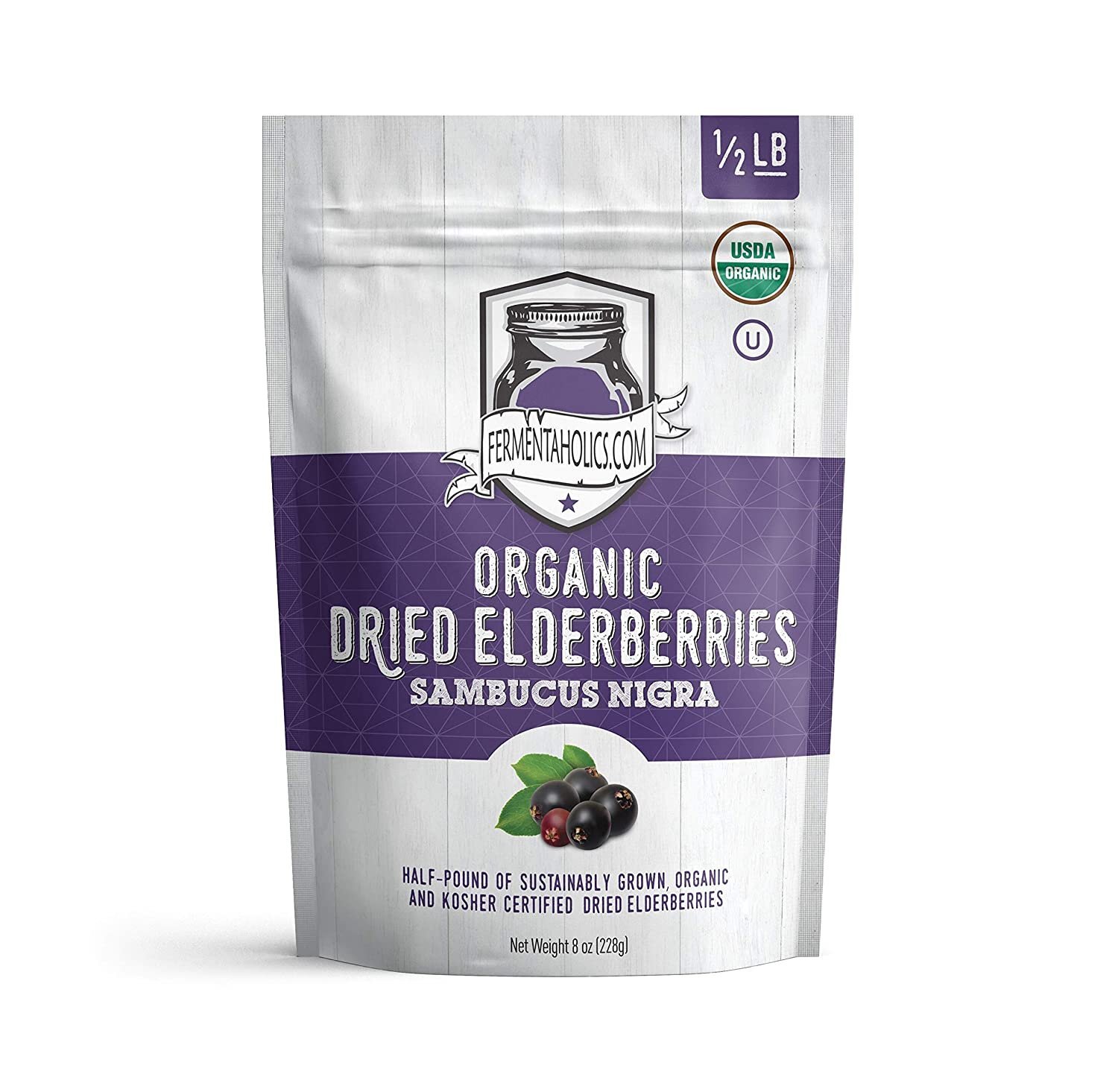 Fermentaholics USDA Organic Dried Elderberries, 8oz Free Of Chemicals