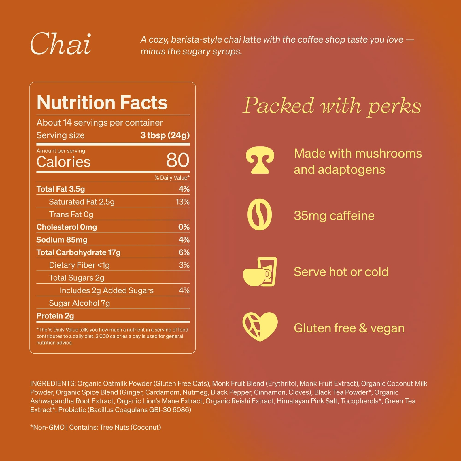 Clevr Blends Chai Tea Latte Instant Tea Superfood Powder Blend with Oat Milk …