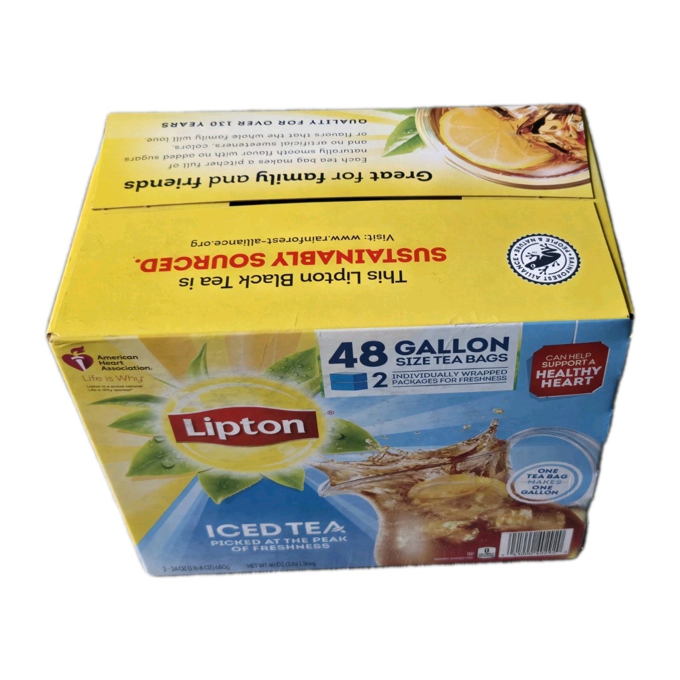 LIPTON ICED TEA 48 GALLON SIZE TEA BAGS 2-24oz 1 BAG MAKES ONE GALLON FREE SHIP