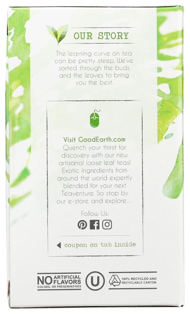 Good Earth Sweet & Spicy Matcha Flavored Green Tea 18 Tea Bags 1.37 Oz (Pack …