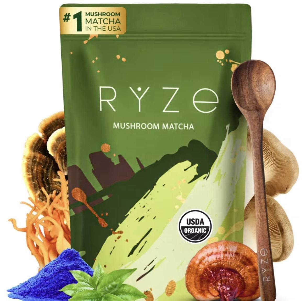 RŸZE Mushroom Matcha Green Tea with 6 Adaptogenic Mushrooms Exp 5/27-1/28