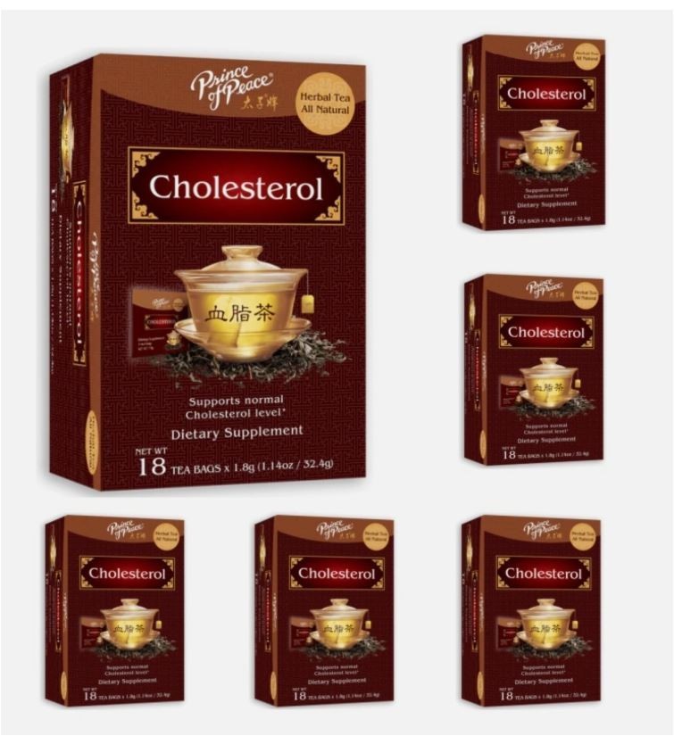 Prince of Peace Cholesterol Tea Herbal Tea, 18 Tea Bags Each Box (6 Boxes) 6/30