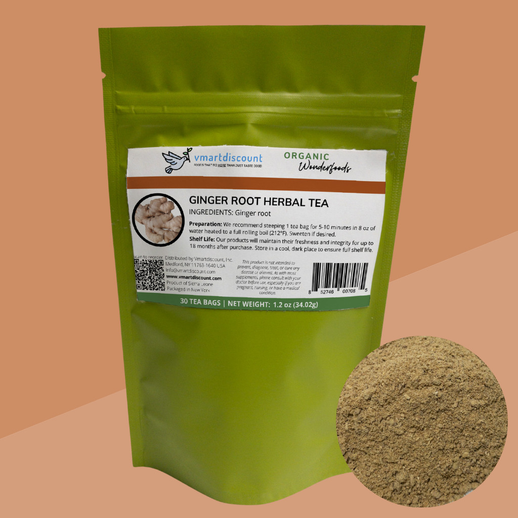 Ginger Herbal Tea (Te de Jengibre) 30 Tea Bags Caffeine Free & All Natural Root