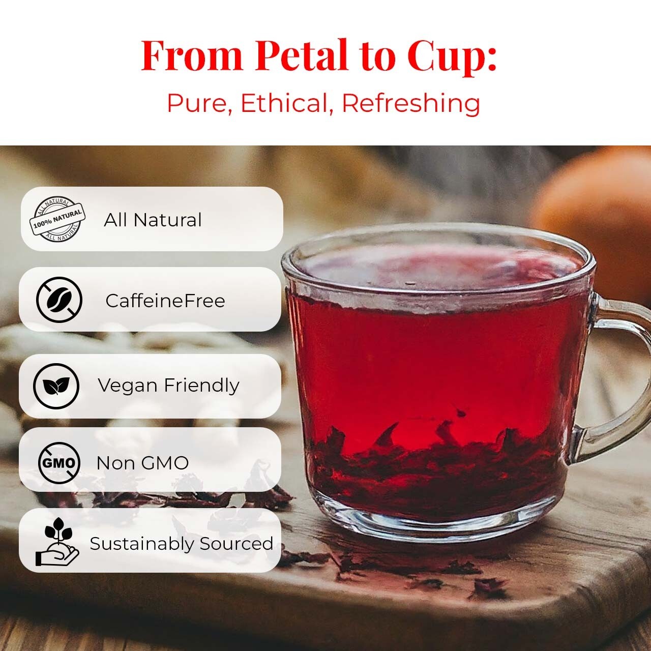 75 Hibiscus Tea Bags, Hibiscus Tea with Ginger, Herbal Tea, Perfect For Iced Tea