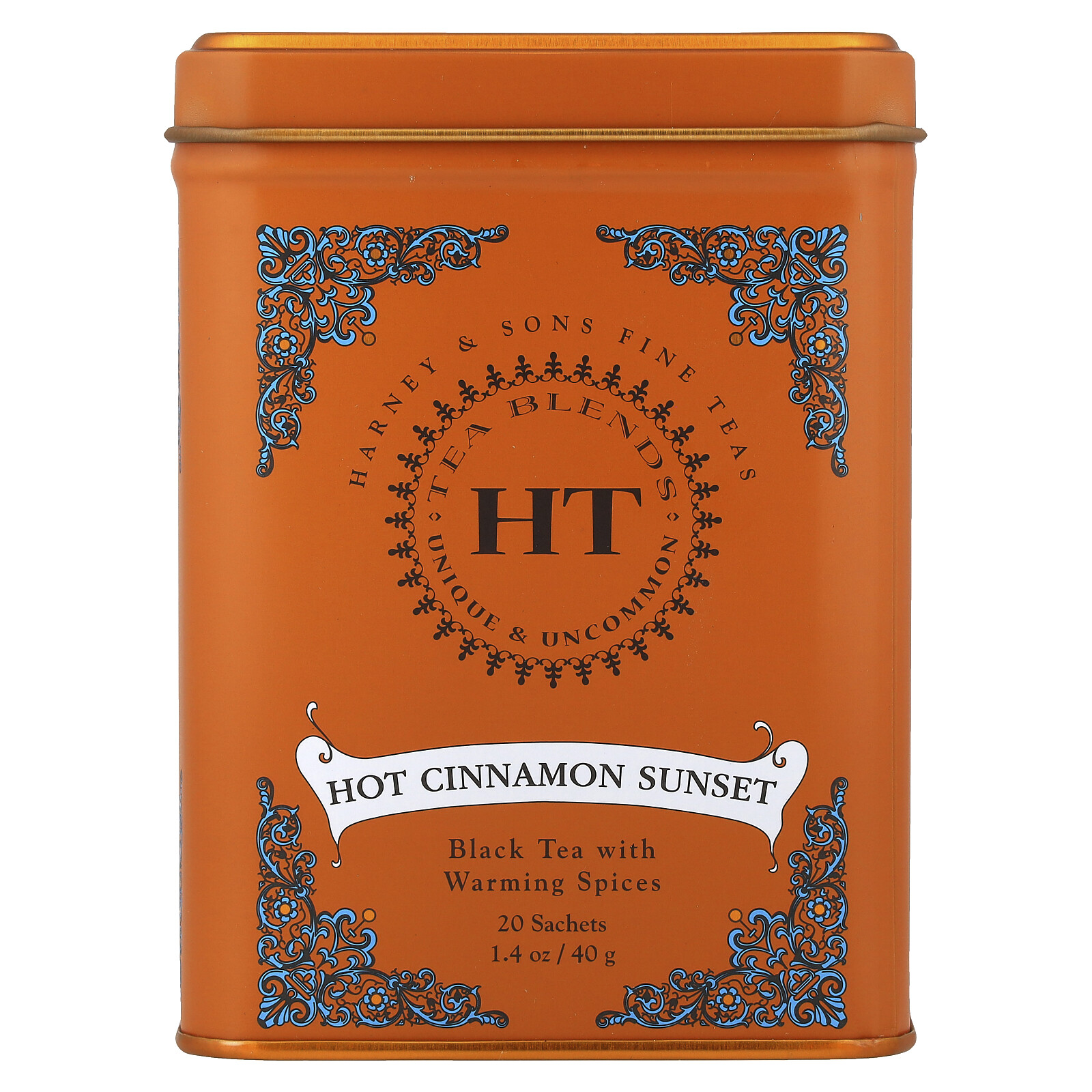Black Tea With Warming Spices, Hot Cinnamon Sunset, 20 Tea Sachets, 1.4 oz (40