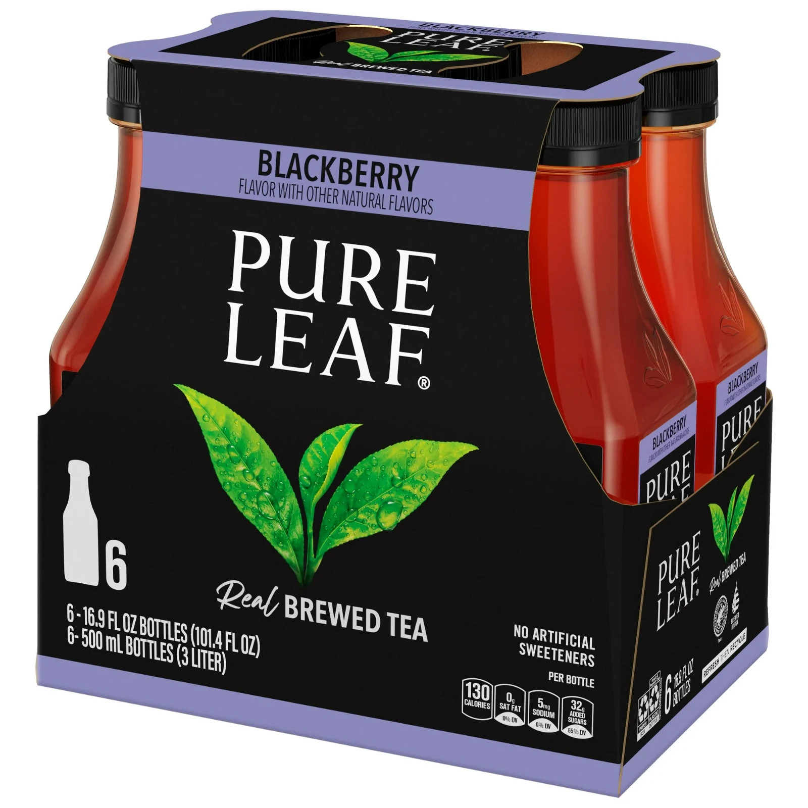 Pure Leaf Real Brewed Tea Blackberry 16.9 Fl Oz, 6 Count