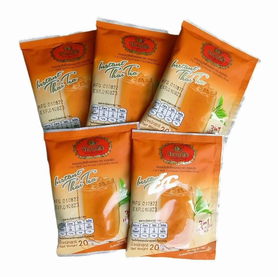 ChaTraMue 3 in 1 Instant Thai Tea Mix Powder – 4 Pack, 20 Total Sachets【US DDP】