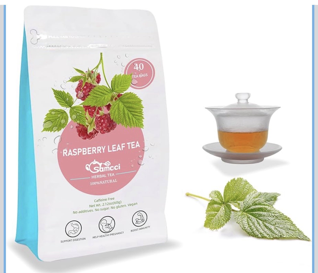 Samcci – Raspberry Leaf Tea Bag, 40 Teabags – Natural Pregnancy Tea