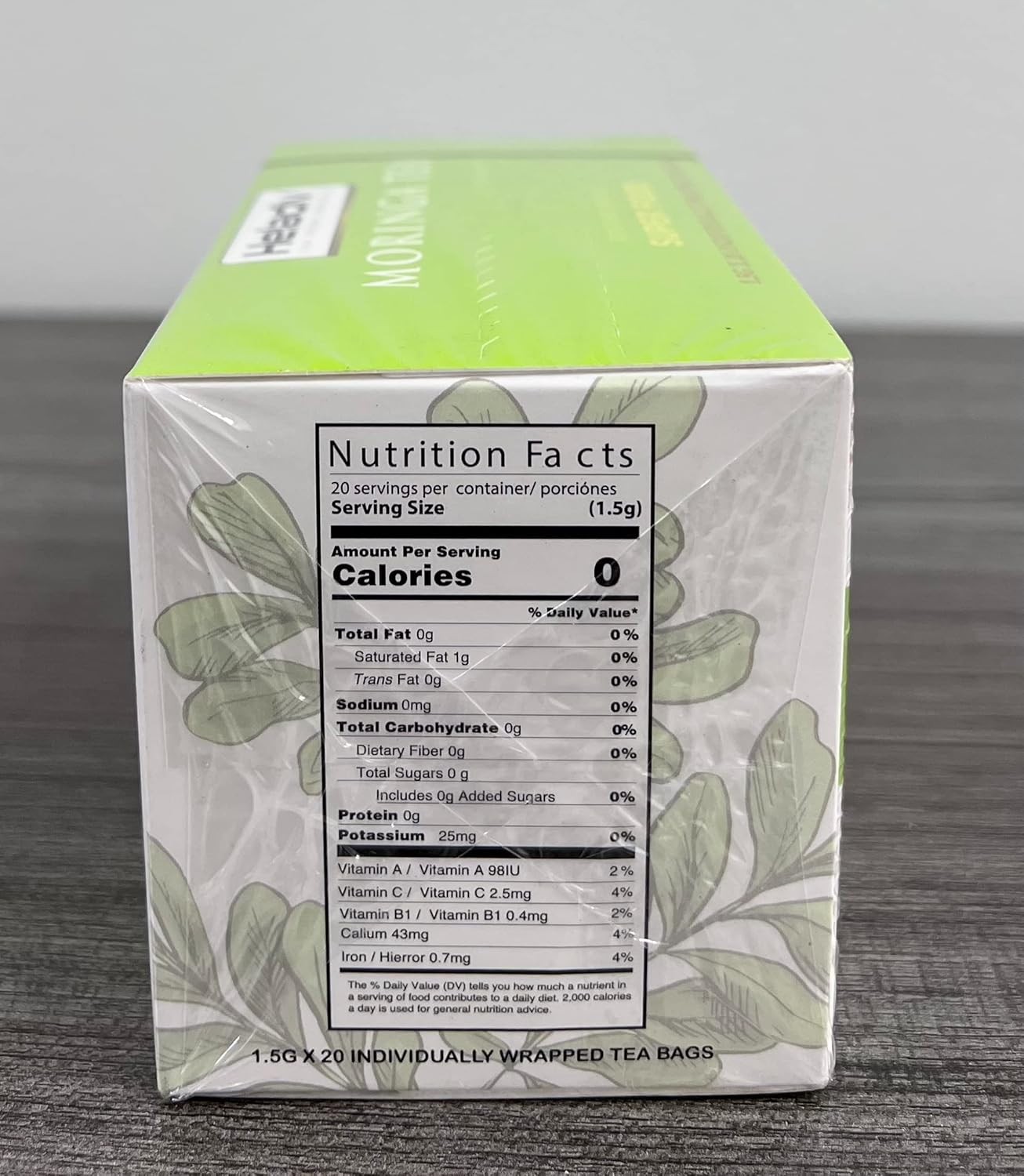 Caffeine-Free Organic Moringa Tea – 20 Count for Natural Wellness & Weight Loss