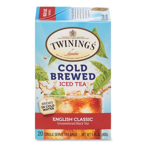 TWININGS Cold Brew Iced Tea Bags, English Classic, 0.07 oz, 20/Box, 2 Boxes/Pack