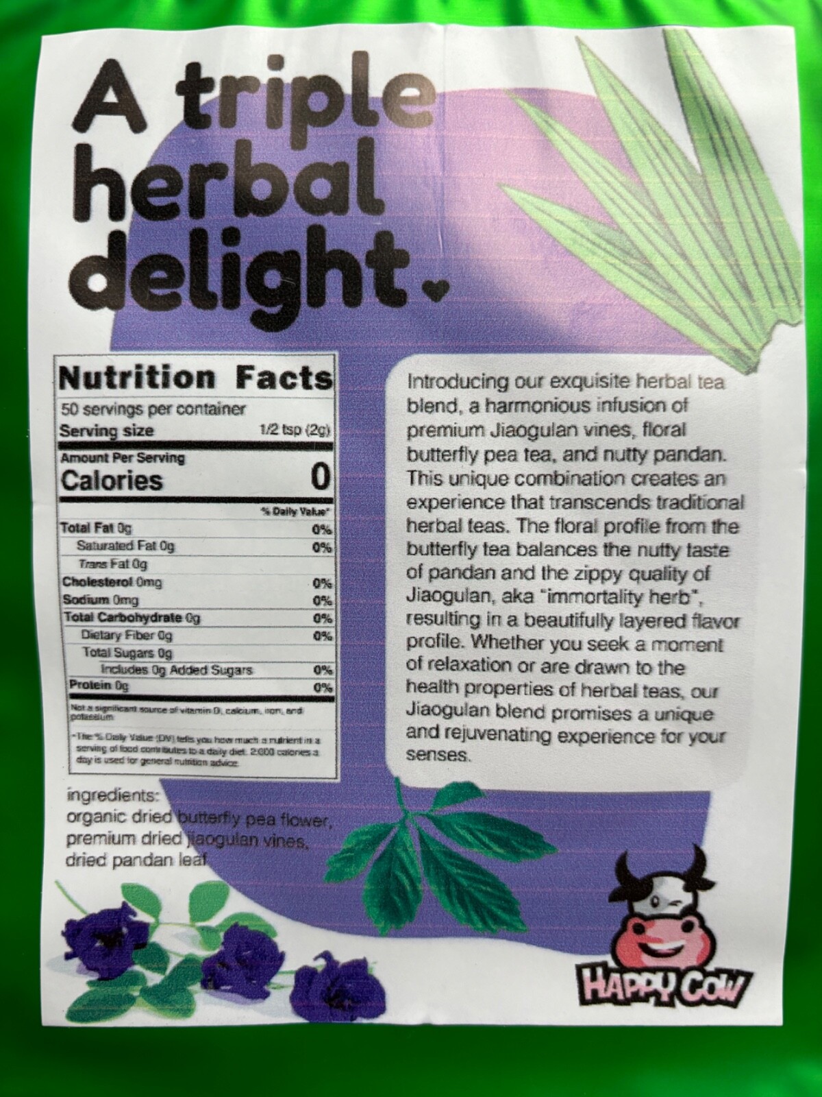 Thai Dried Organic Butterfly Pea Tea PURE Flower, 100g, 100% Natural – Loose Tea