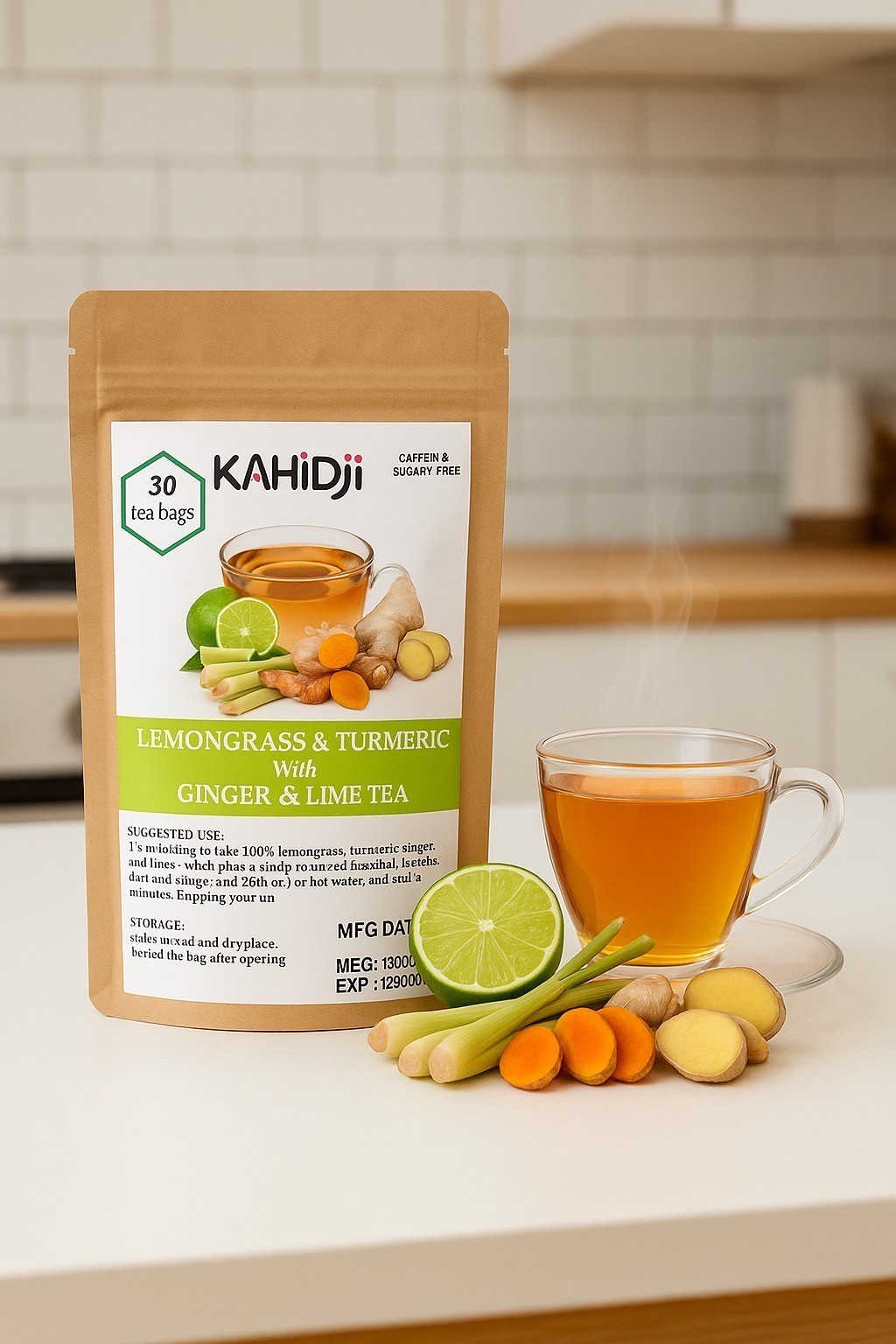 Premium Organic Turmeric Ginger 30 Tea bags Raw Herbal -1