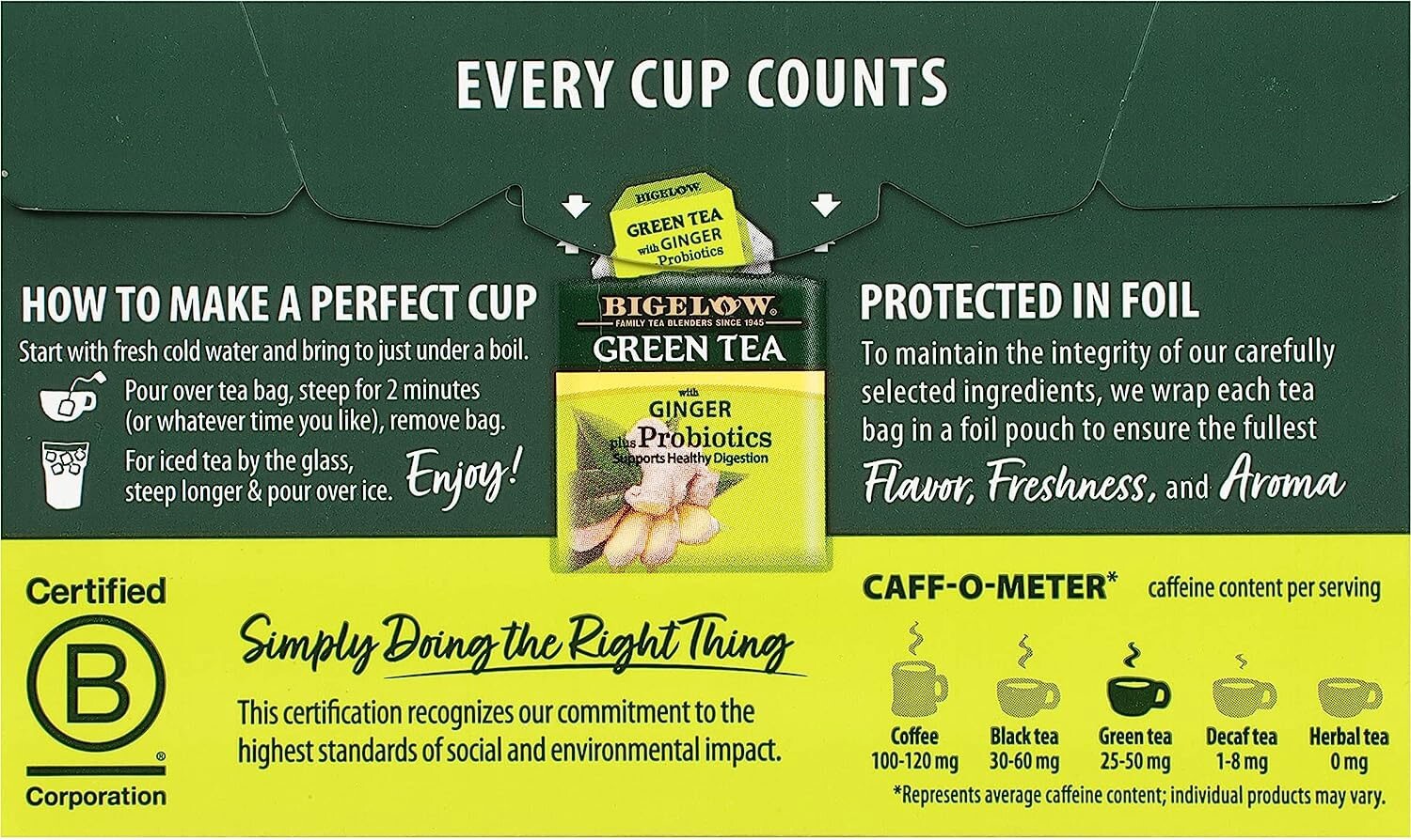 Bigelow Green Tea with Ginger – 18 tea bags