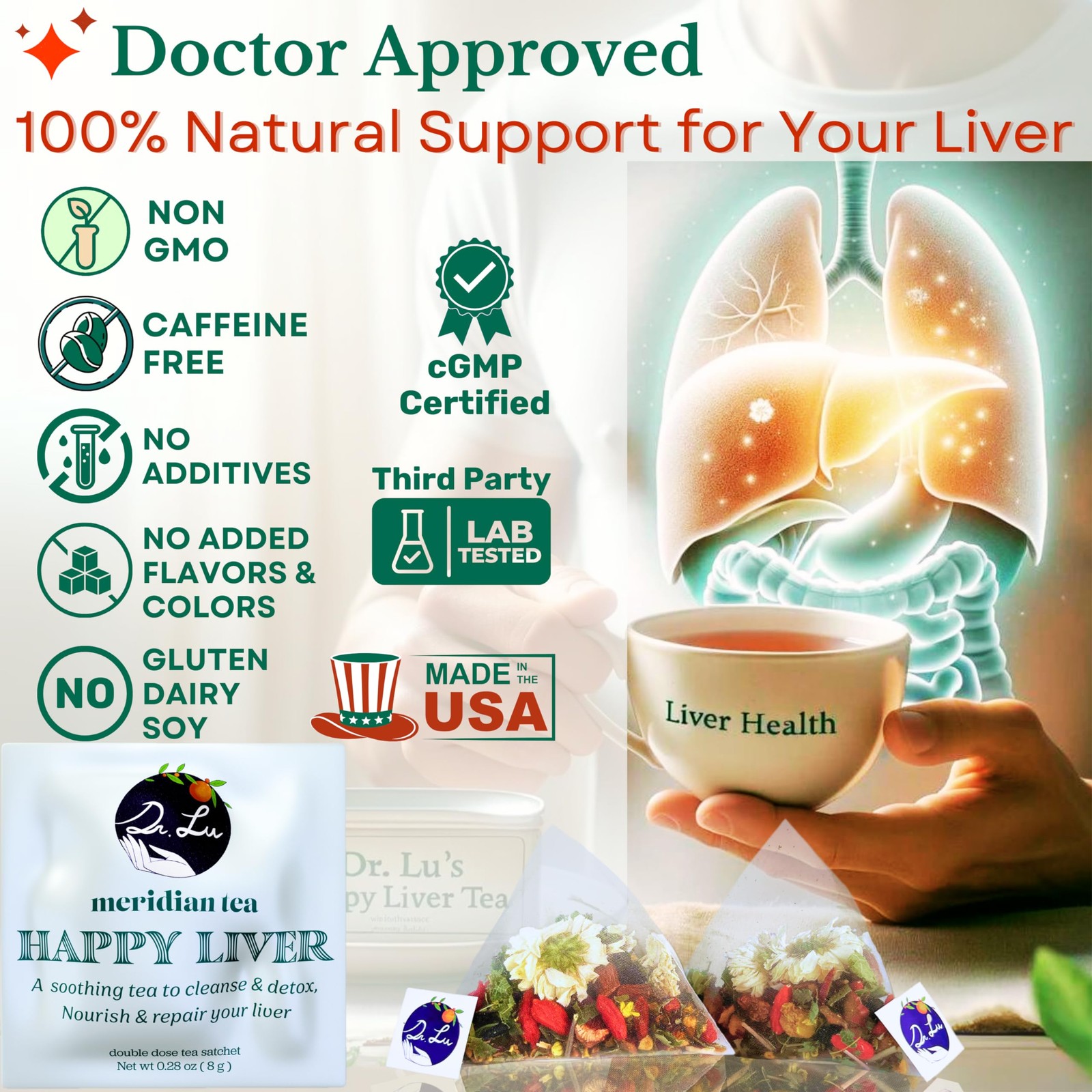 Natural Liver Detox Tea | Milk Thistle, Turmeric, Dandelion Blend | Made in USA