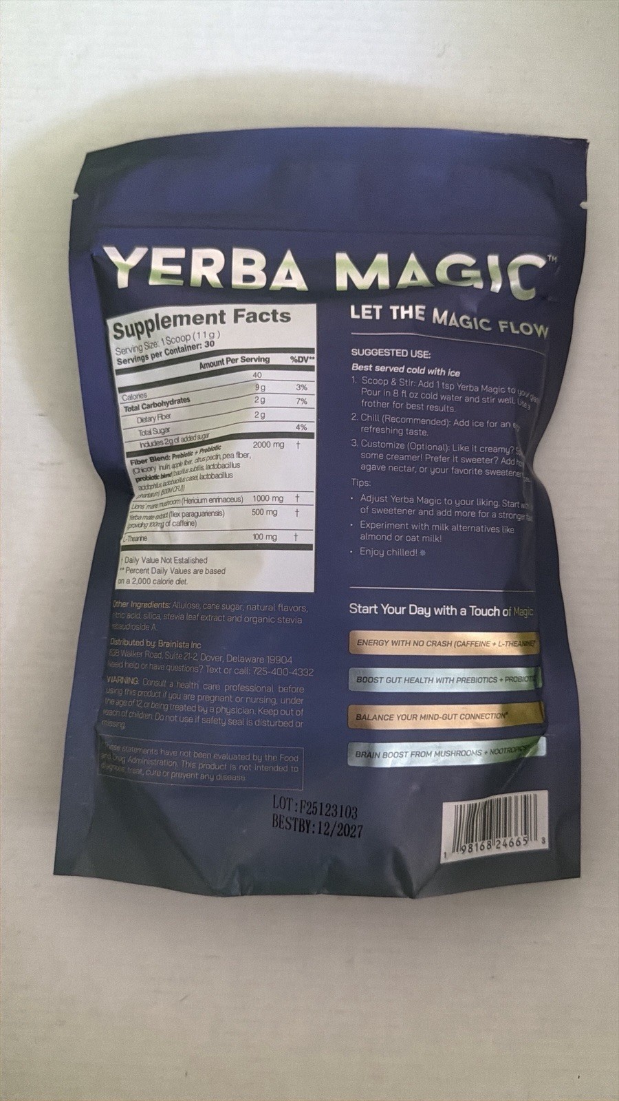 Brainista Yerba Magic Peach Mango 30 servings..Reduce Brain Fog/Increase Energy