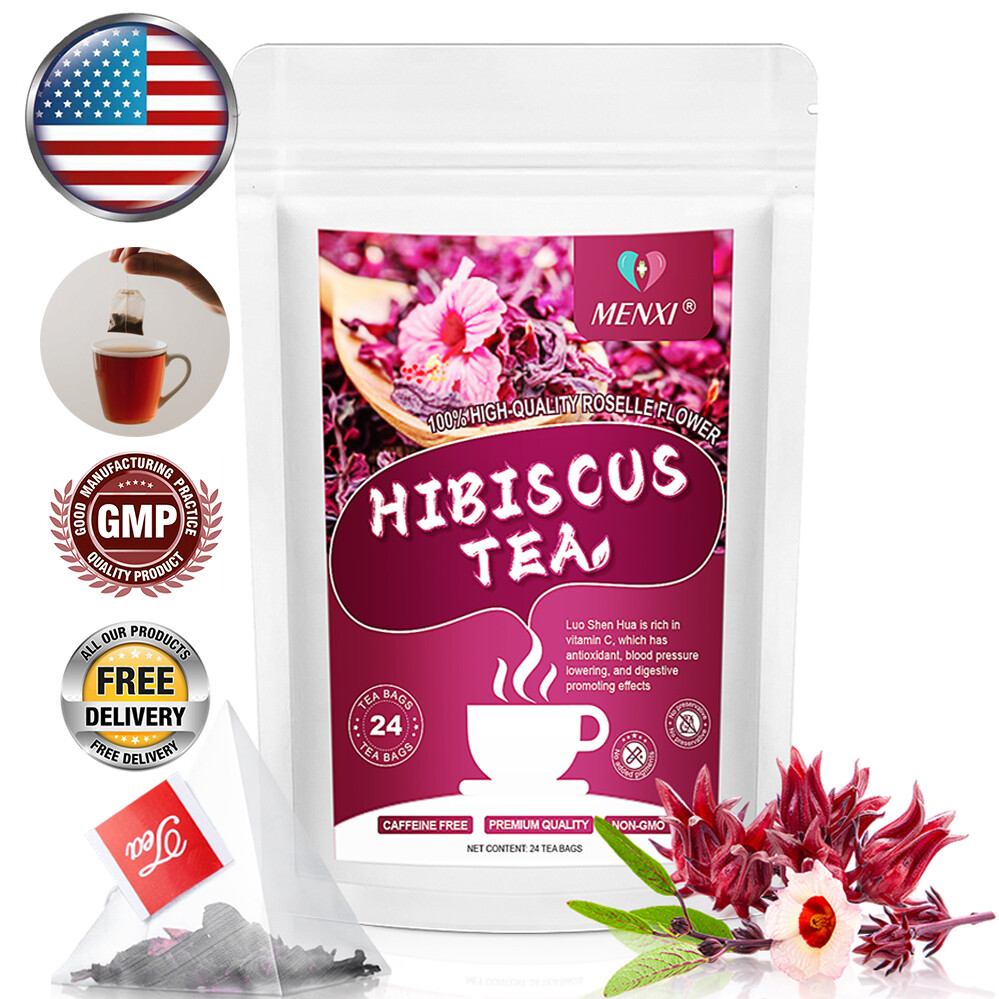 Premium 24 Hibiscus Tea Bags Natural Hibiscus Flower Refreshing Wellness Tea USA