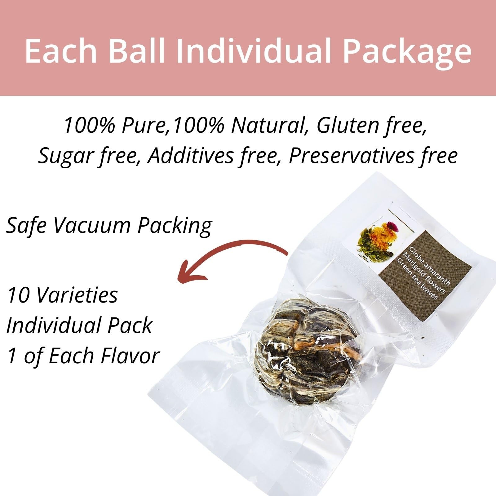 Blooming Tea Flowers Gift Set, 10 Unique Varieties Flowering Tea Balls, Indiv…