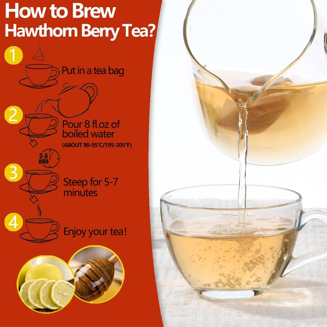 Premium 60 Hawthorn Berry Tea Bags, Made with 100% 60 Count (Pack of 1)