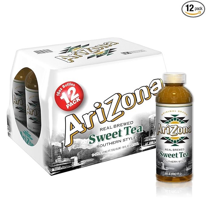 AriZona Real Brewed Sweet Tea Pack of 12 16 Fl Oz Bottles Refreshing Drink