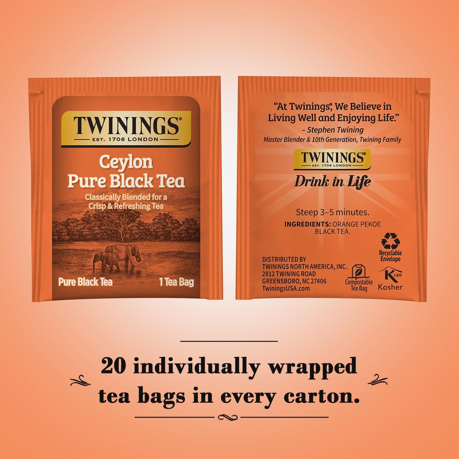 Twinings of London Ceylon Orange Pekoe Tea (Box 20) 20 Count