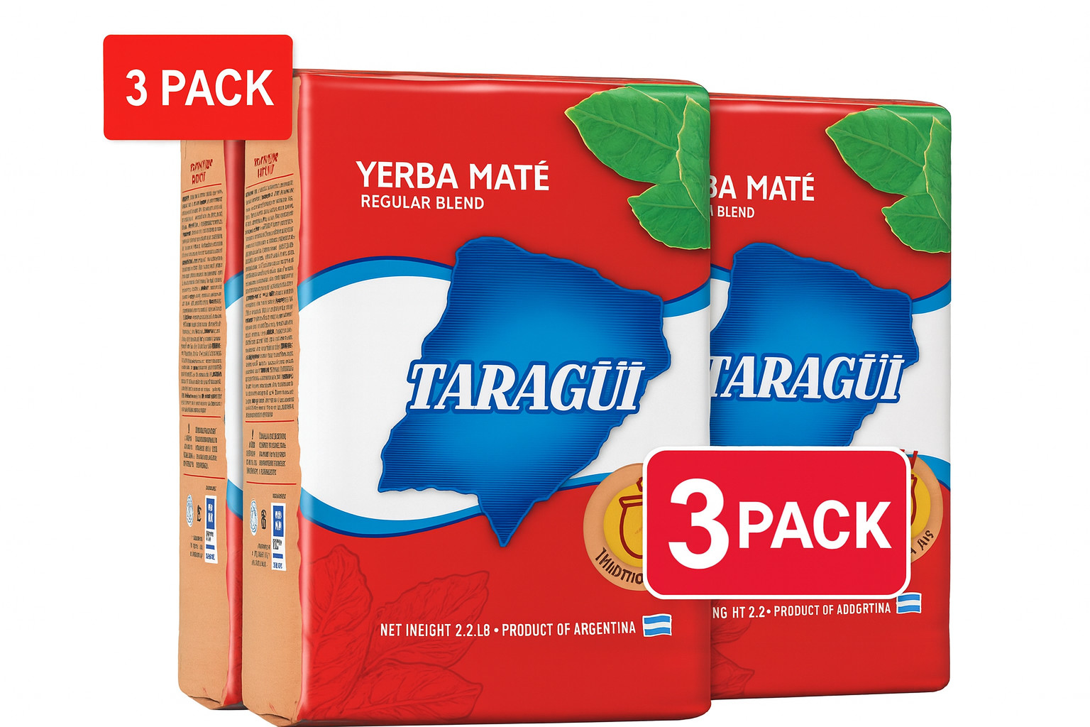 3-Pack YERBA MATE TARAGUI (6.6 LB/3KILOS) CON PALO SHIP FROM USA