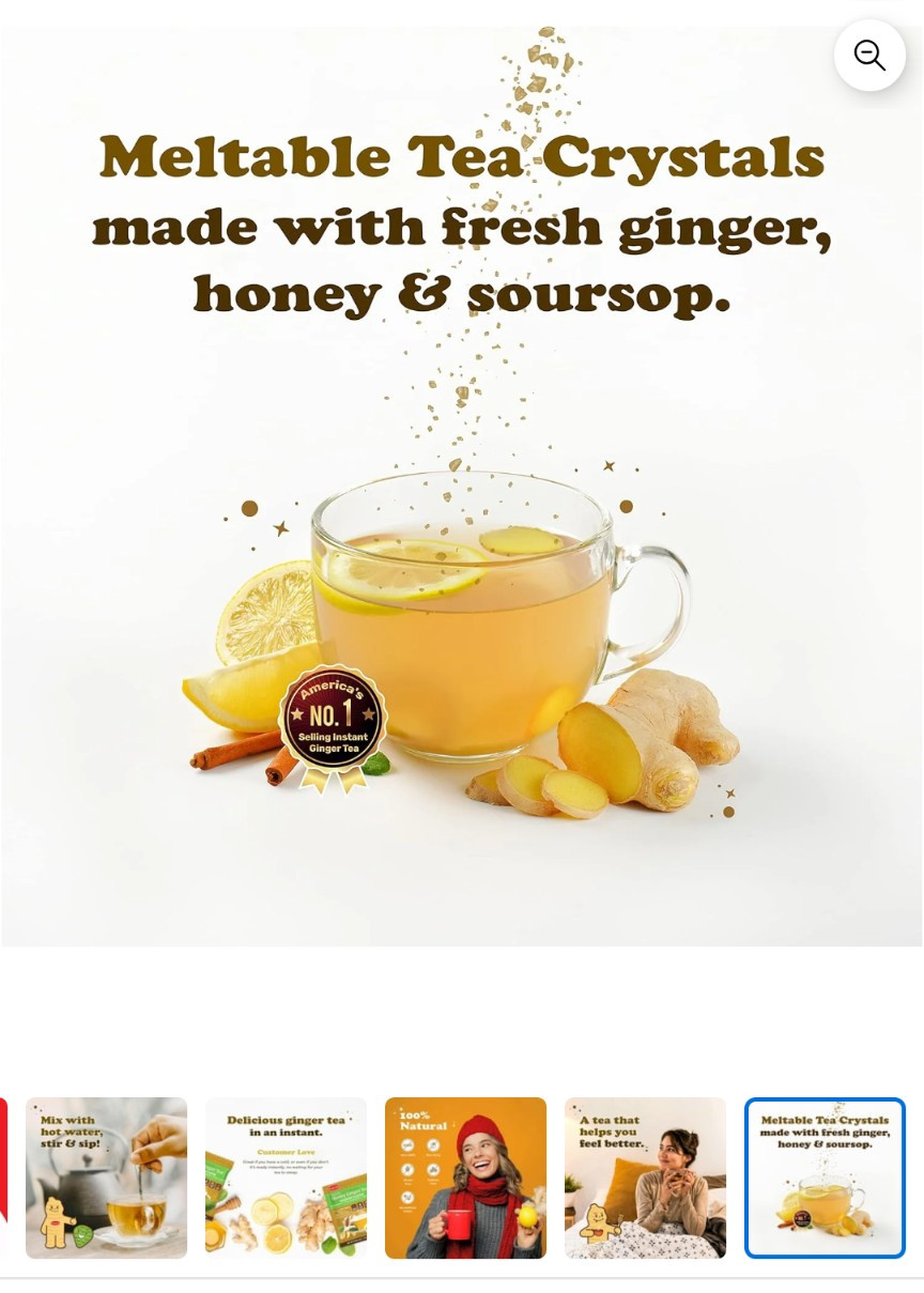 Pocas Honey Ginger Instant Tea Powder, Soursop Flavor, Real Ginger Extract & Hon