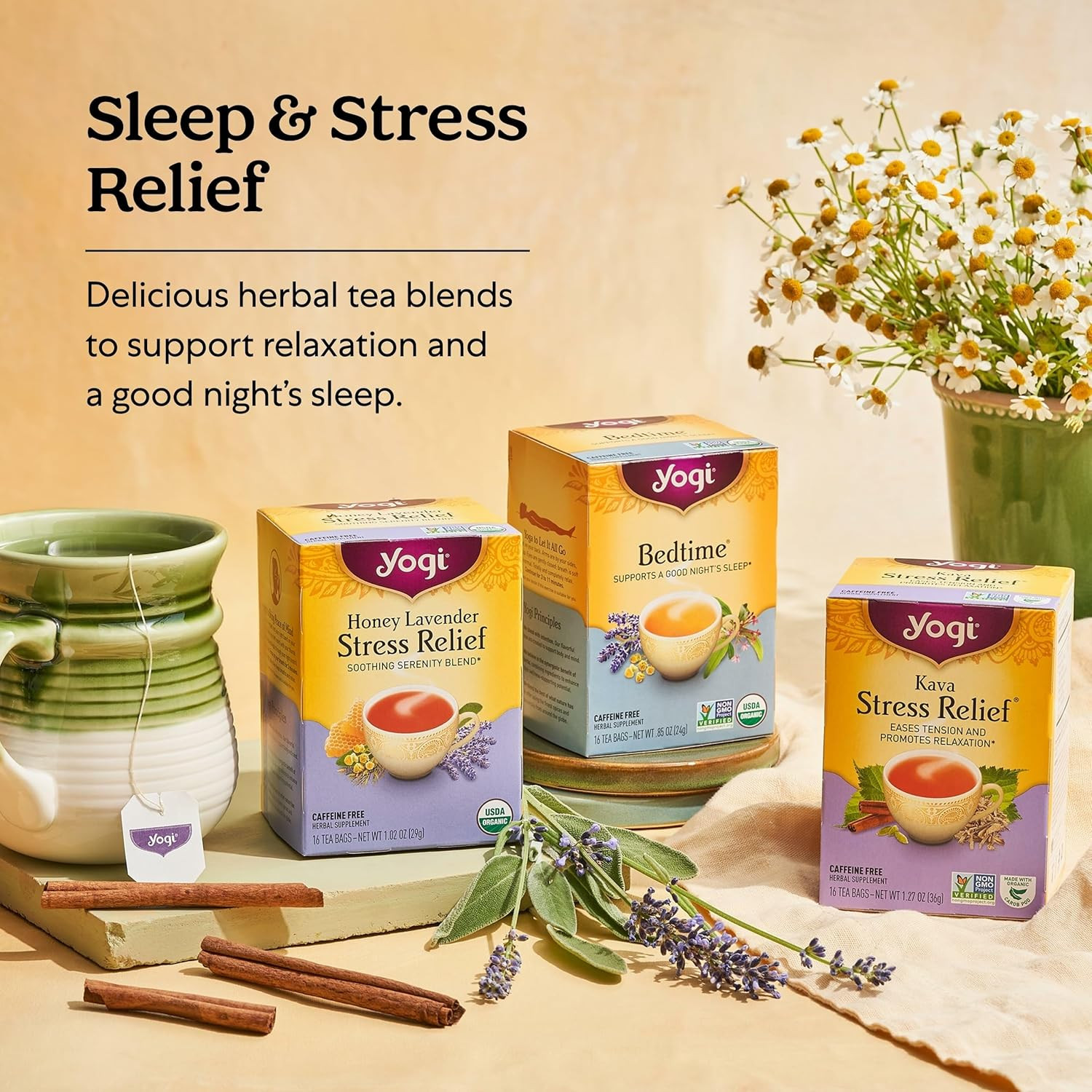 Yogi Tea Relaxed Mind Tea – 16 Bags per Pack (4 Packs) – Relaxing, Calming Organ