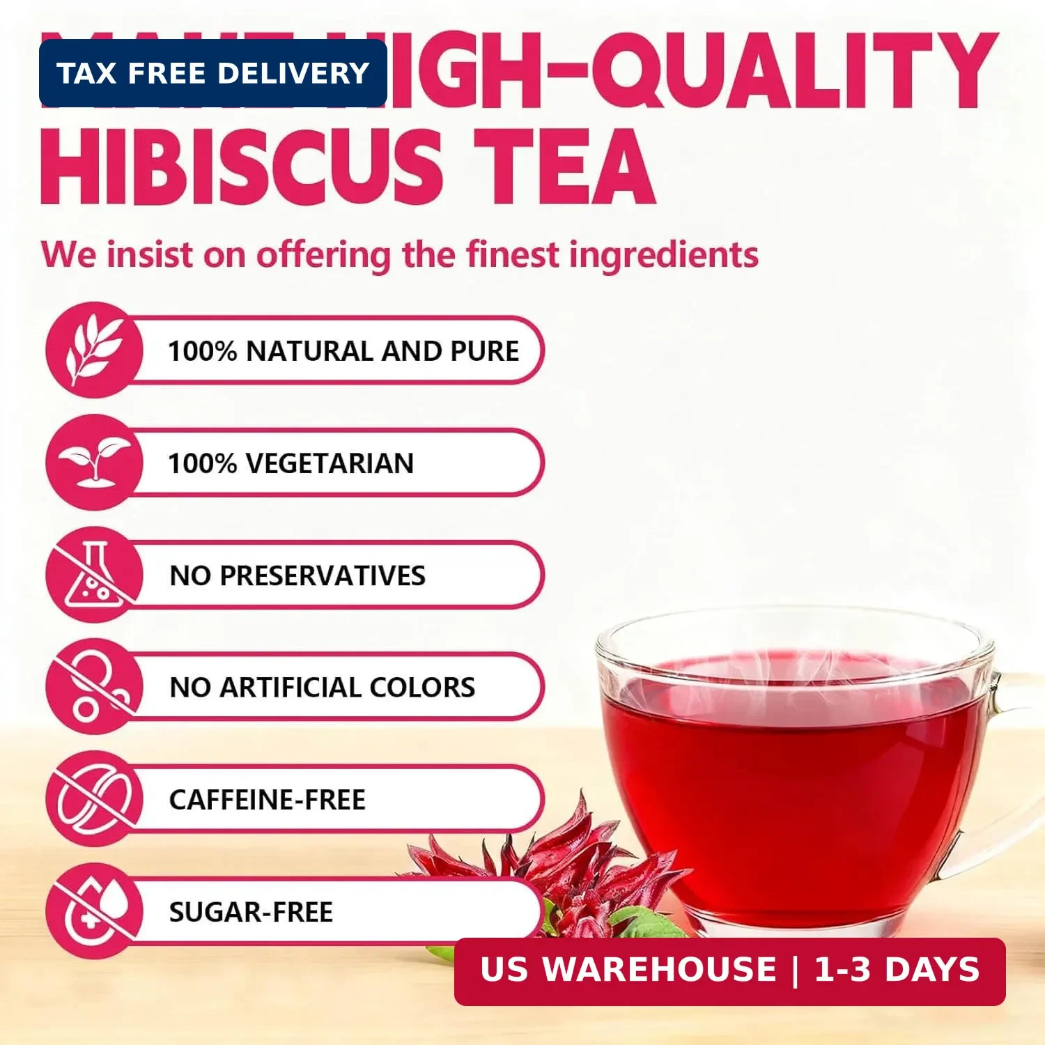 Hibiscus Tea Bags-120 Tea Bags (2g/Bag), Made from 100% Natural Hibiscus | Antio