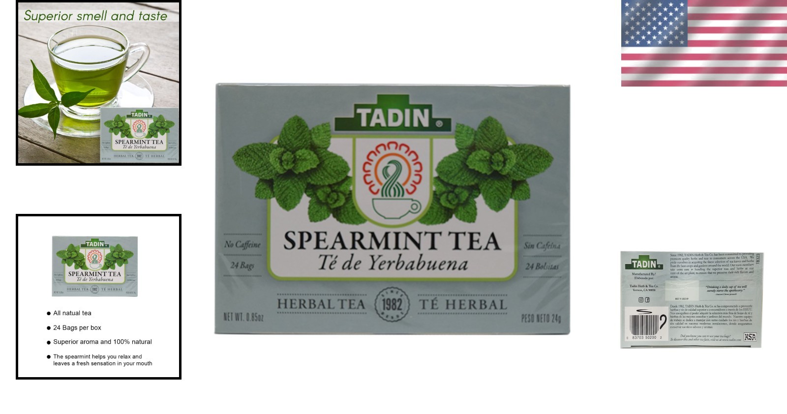 Caffeine-Free Spearmint Tea – 24 Refreshing Bags for Digestive Health