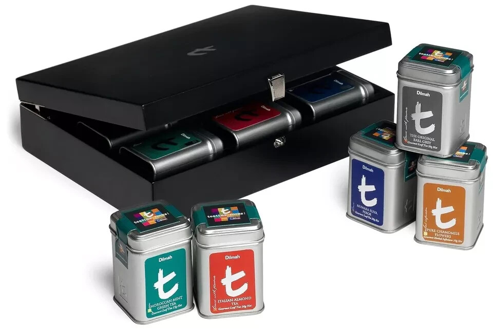 Dilmah Luxury Presenters, 9-Tea Variety Tins in a Wooden Case , Free Shipping