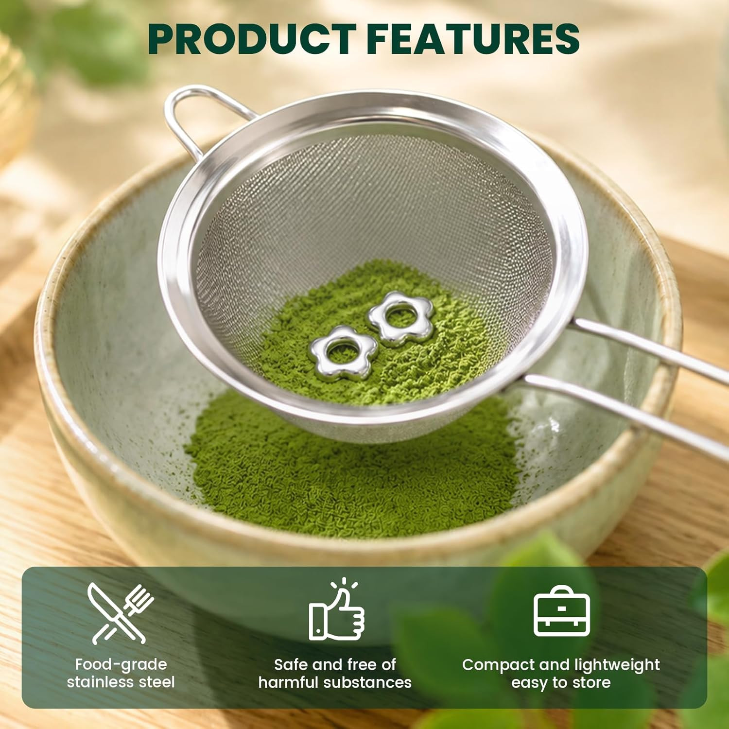 4 PCS Matcha Sifting Beads, Plum Bossom Stainless Steel Matcha Accessories for J