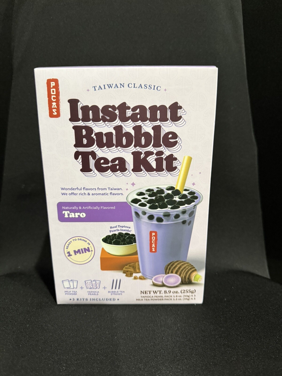 Pocas Instant Bubble Tea Kit Taro Flavor – 3 Kits Included