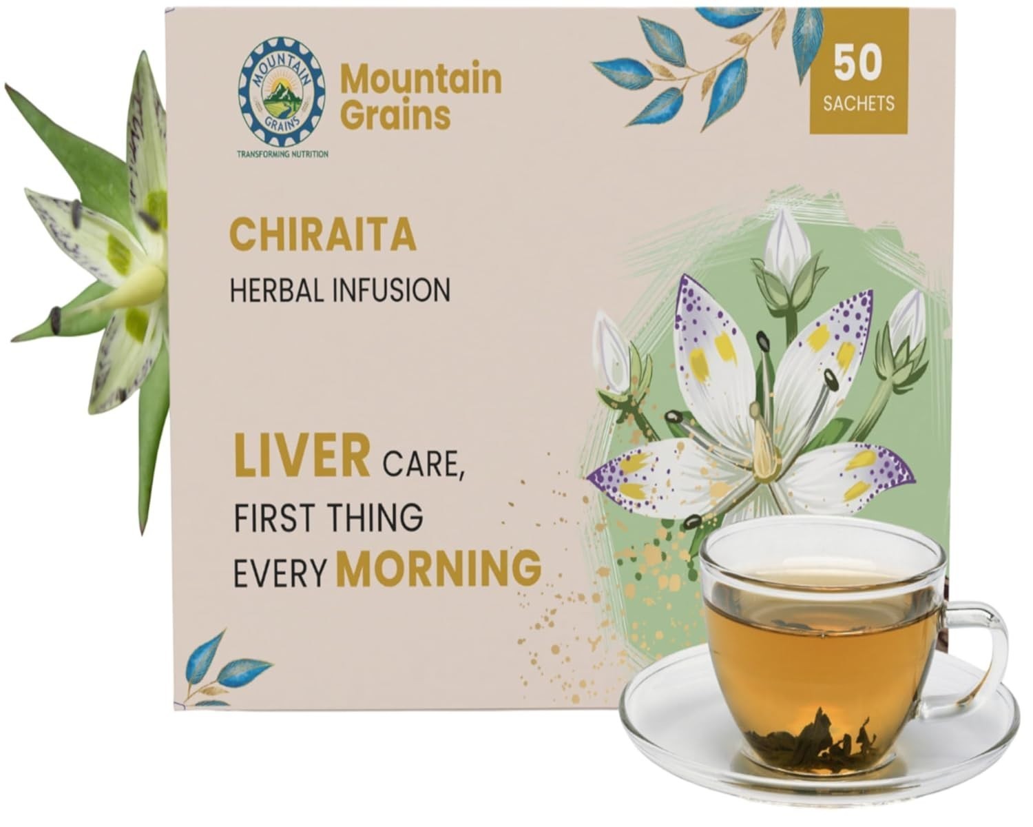 Chirata Herbal Infusion Liver Detox & Digestion Support Herb 50 Sachets