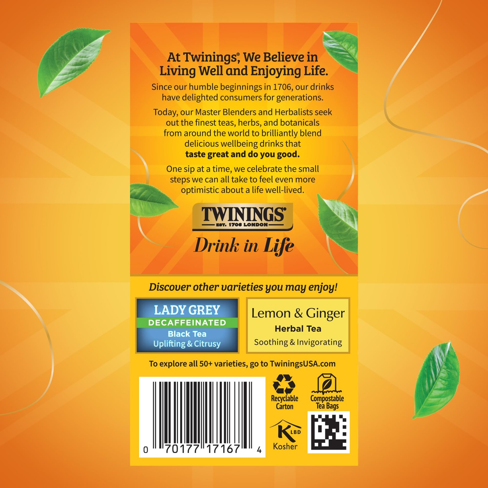 Twinings Decaffeinated Earl Grey Black Tea Individually 20 Count (Pack of 1)