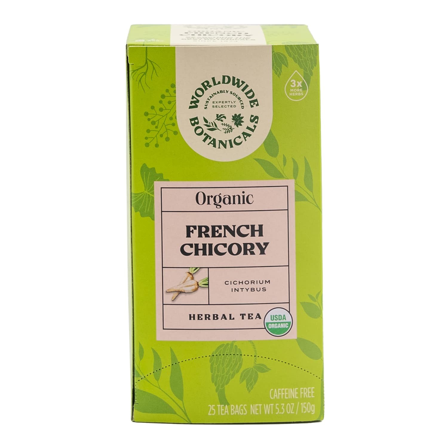 Organic French Chicory Root Tea, 25 Tea Bags – 3x herbs with 6g per teabag – …