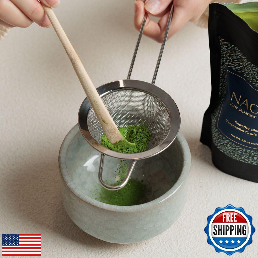Naoki Matcha Large Stainless Steel Matcha Tea Sifter with Handle Matcha Set –