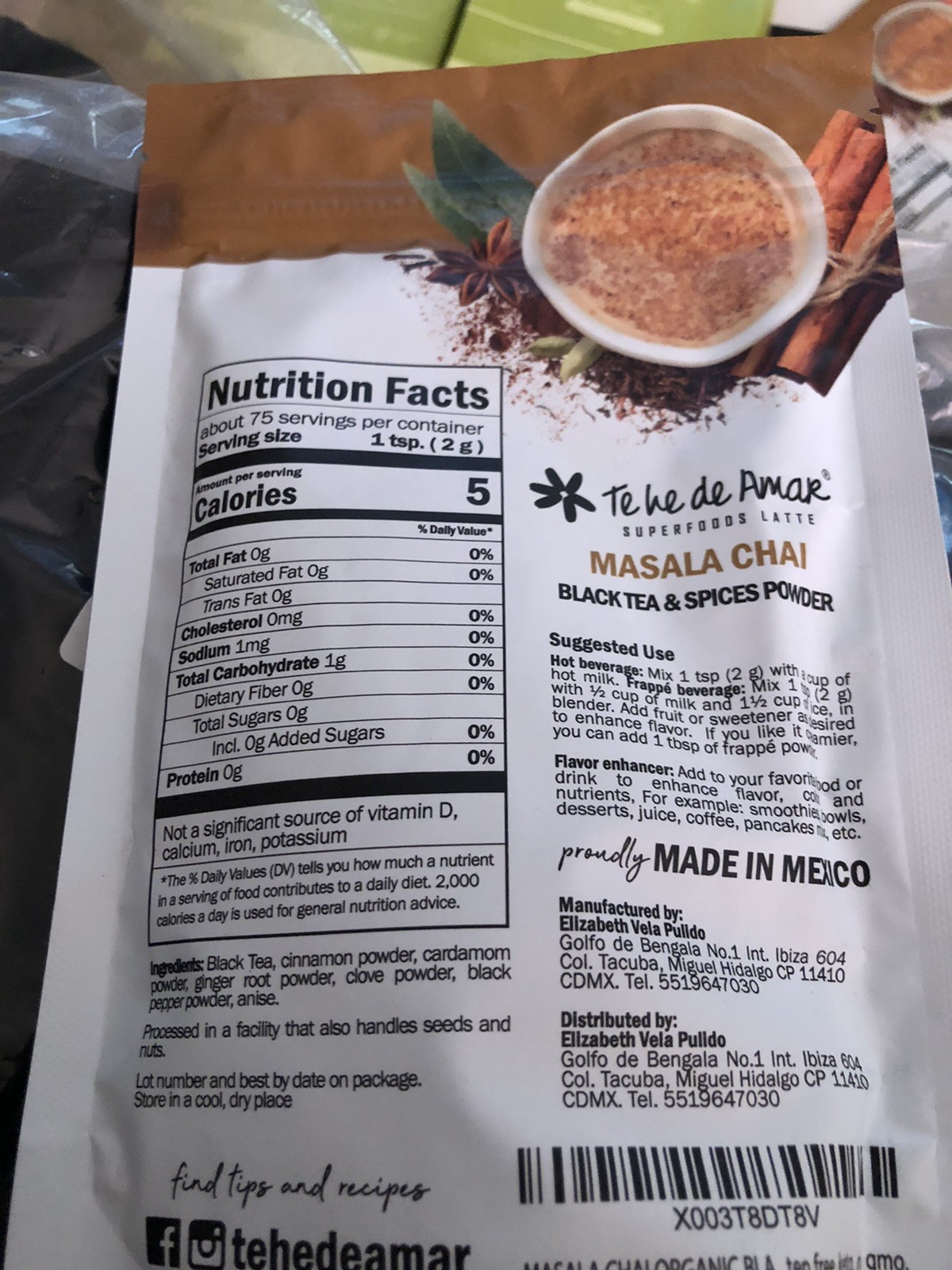 Masala Chai & Spices Powder, 75 Servings, 5.3 oz . New—Free Shipping